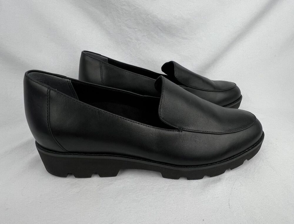 Vionic Kensley Loafers Shoes Women's 8 Black Nappa Leather Comfort Slip On